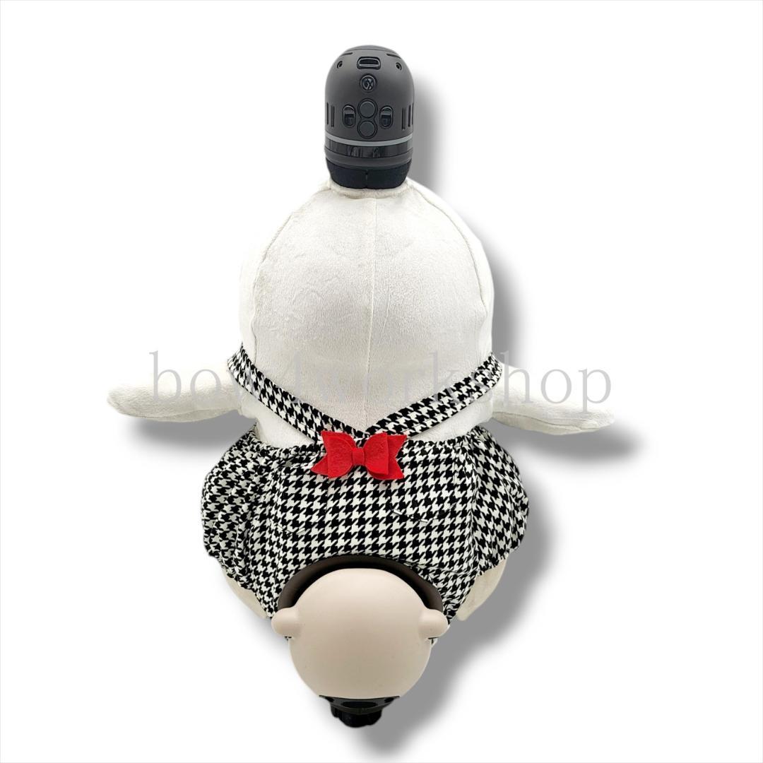 ラボット LOVOT ラボットの服ハンドメイド　リボン付き千鳥柄サロペットパンツ