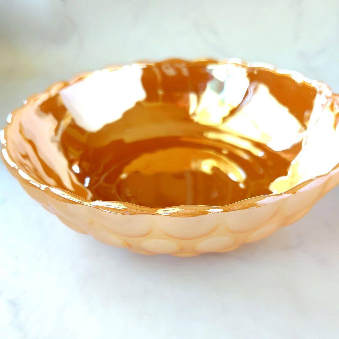 希少☆未使用☆ FireKing バブル ボウル　ピーチラスター　3点