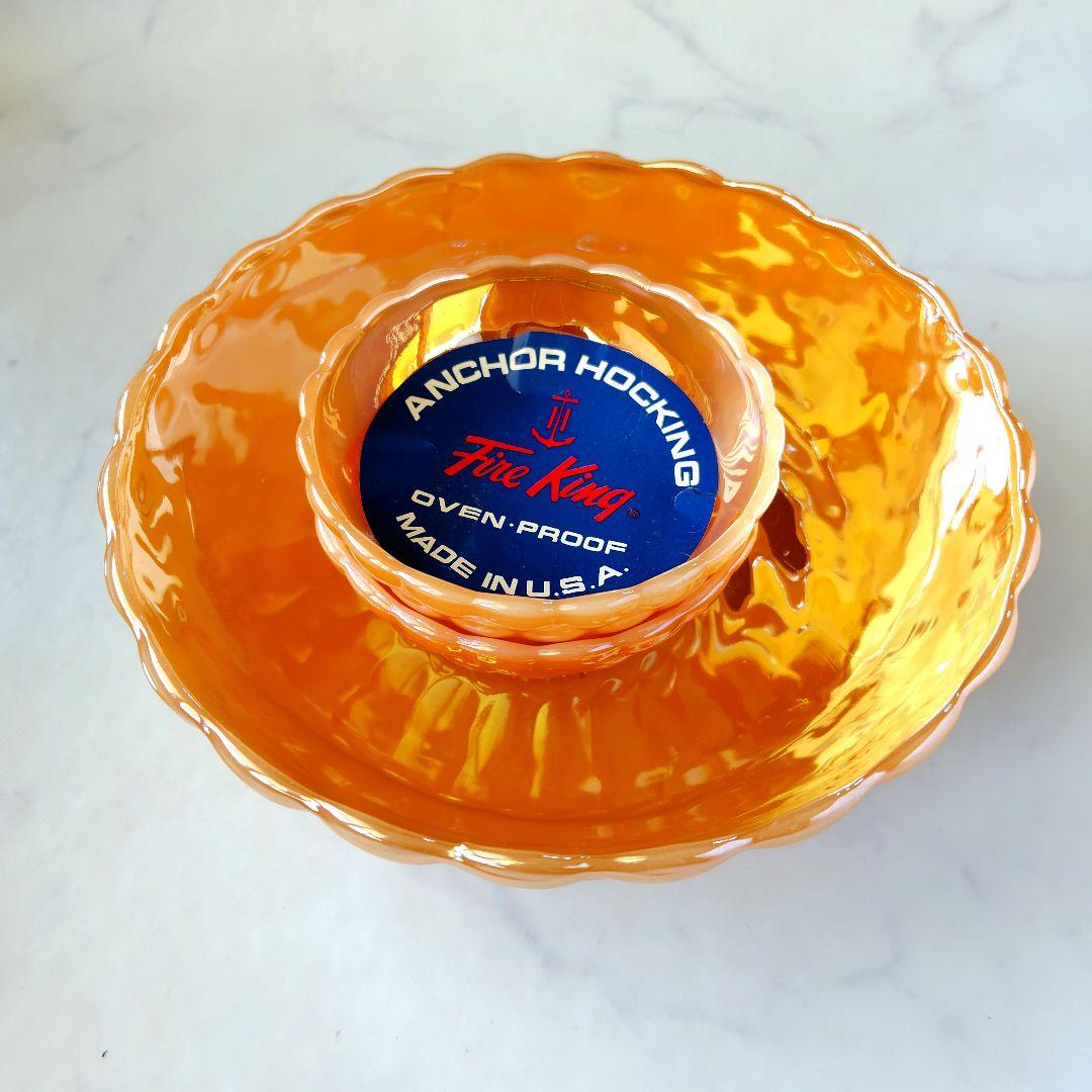 希少☆未使用☆ FireKing バブル ボウル　ピーチラスター　3点