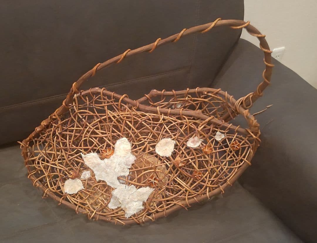 あけびの蔓　オブジェ　電気つき