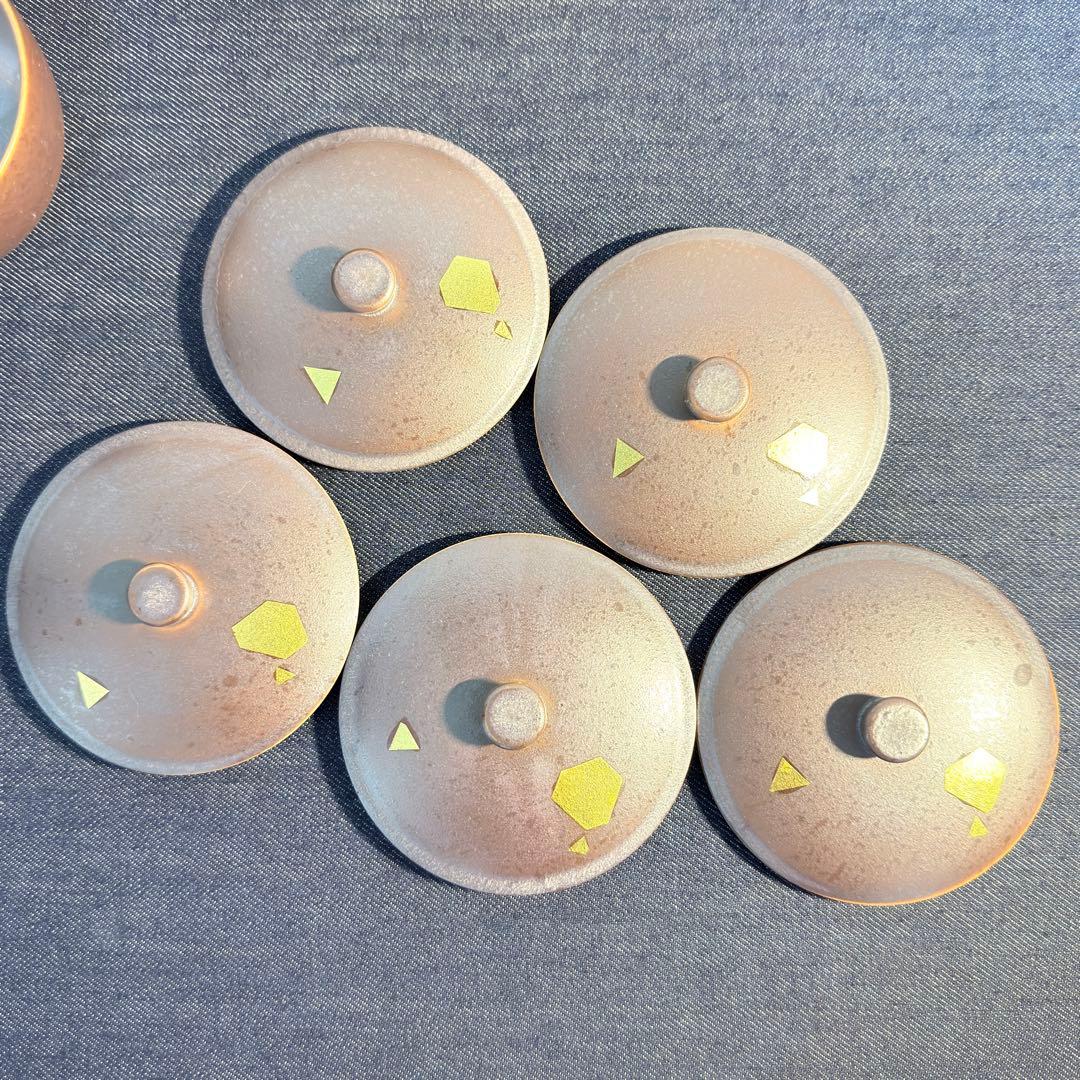 九谷焼 吉右衛門 蓋付茶碗 5客セット 新品未使用 金箔 椿文 伝統工芸 煮物椀