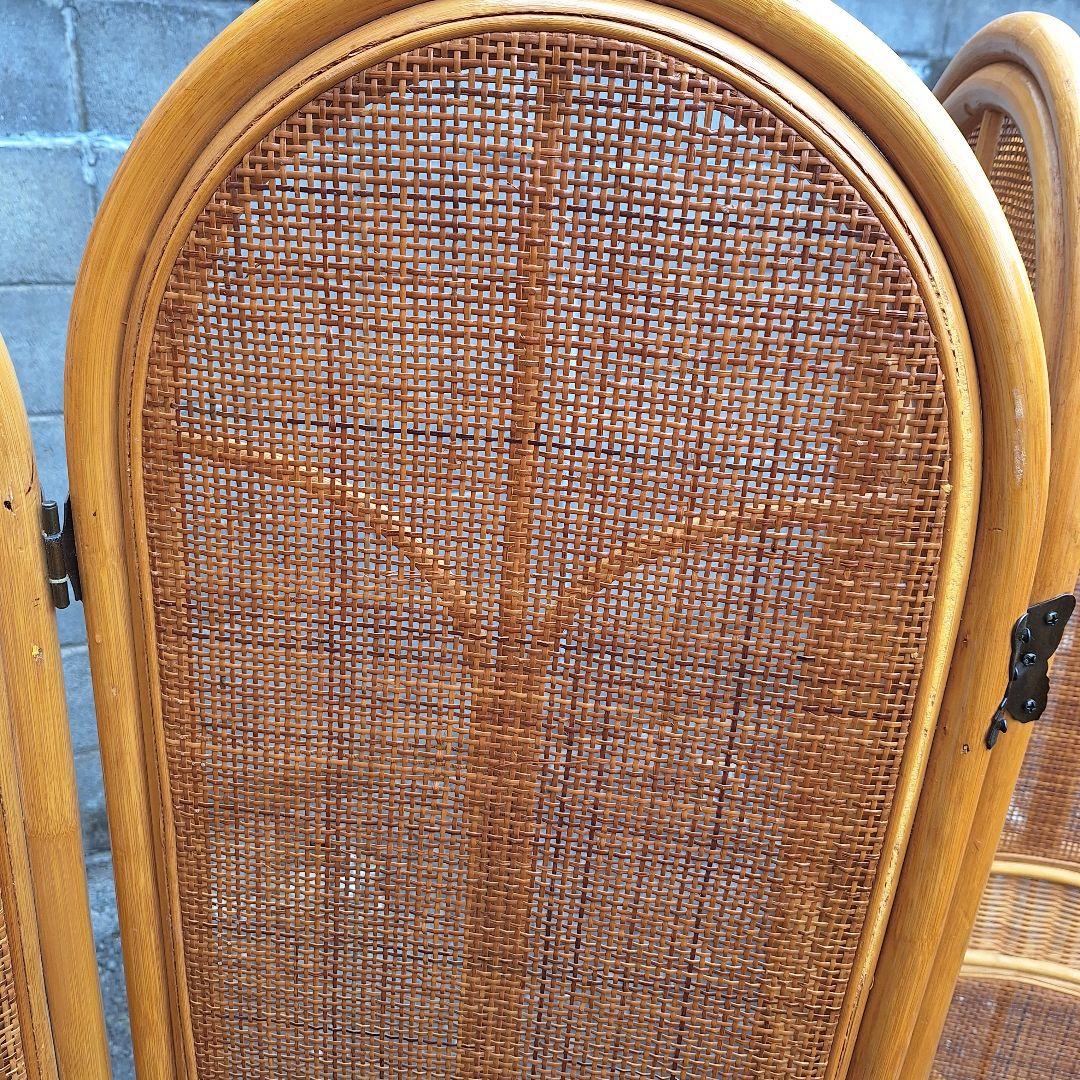 アンティークラタンパーテーション 籐衝立 籐間仕切り 4連 アジアン家具