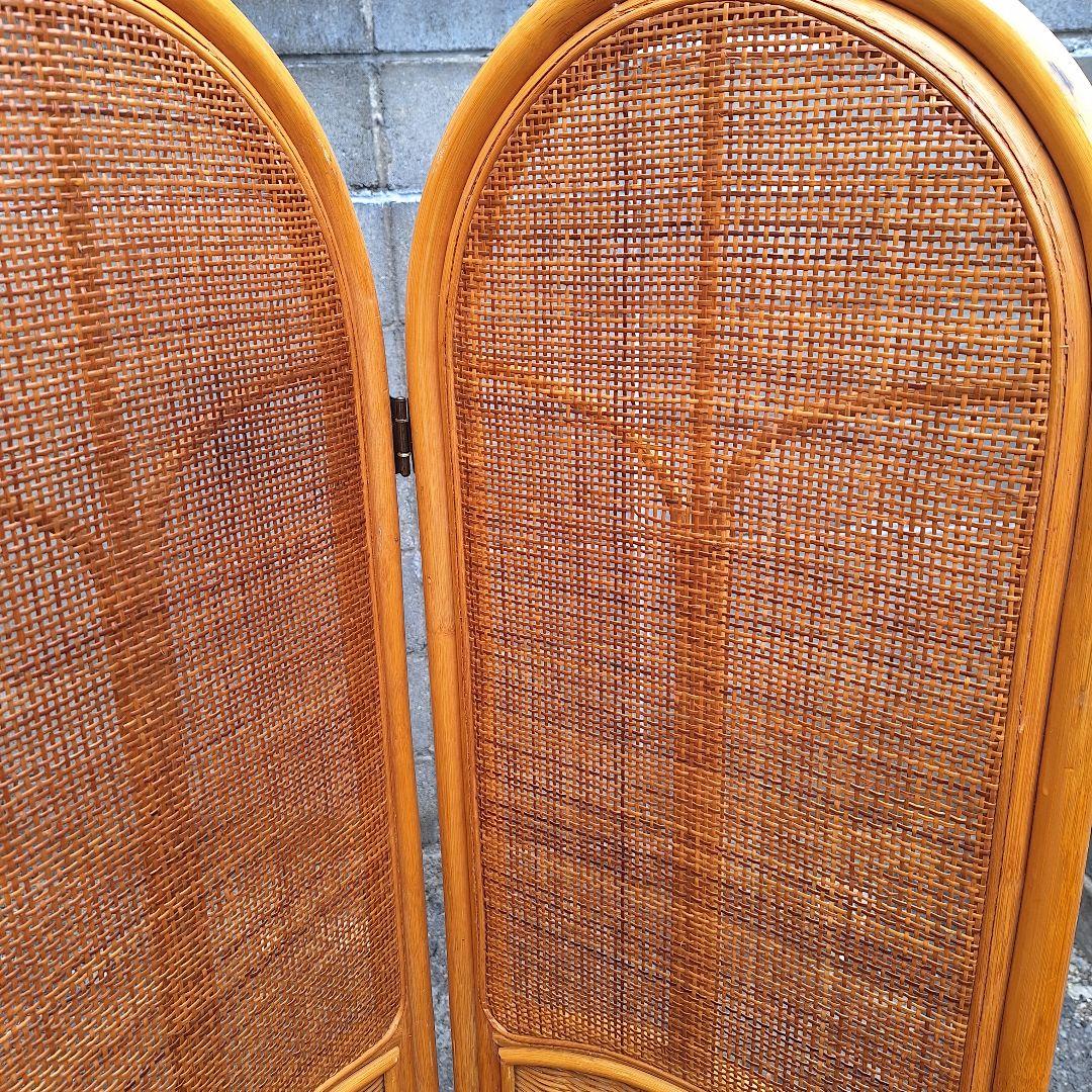 アンティークラタンパーテーション 籐衝立 籐間仕切り 4連 アジアン家具