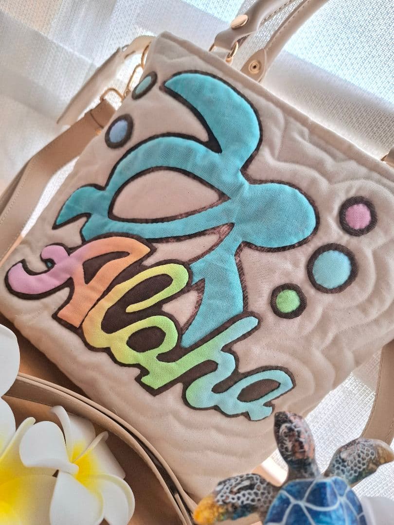 ハワイアンキルト　2WAY バッグ　ホヌ