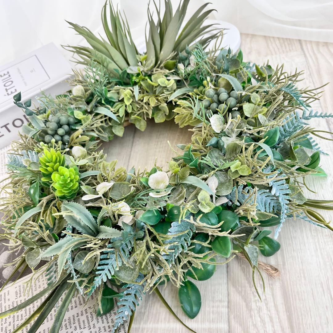 ボタニカルリース アジアン雑貨 ハワイアン インテリア 多肉植物 リース 304