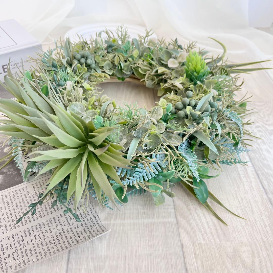 ボタニカルリース アジアン雑貨 ハワイアン インテリア 多肉植物 リース 304