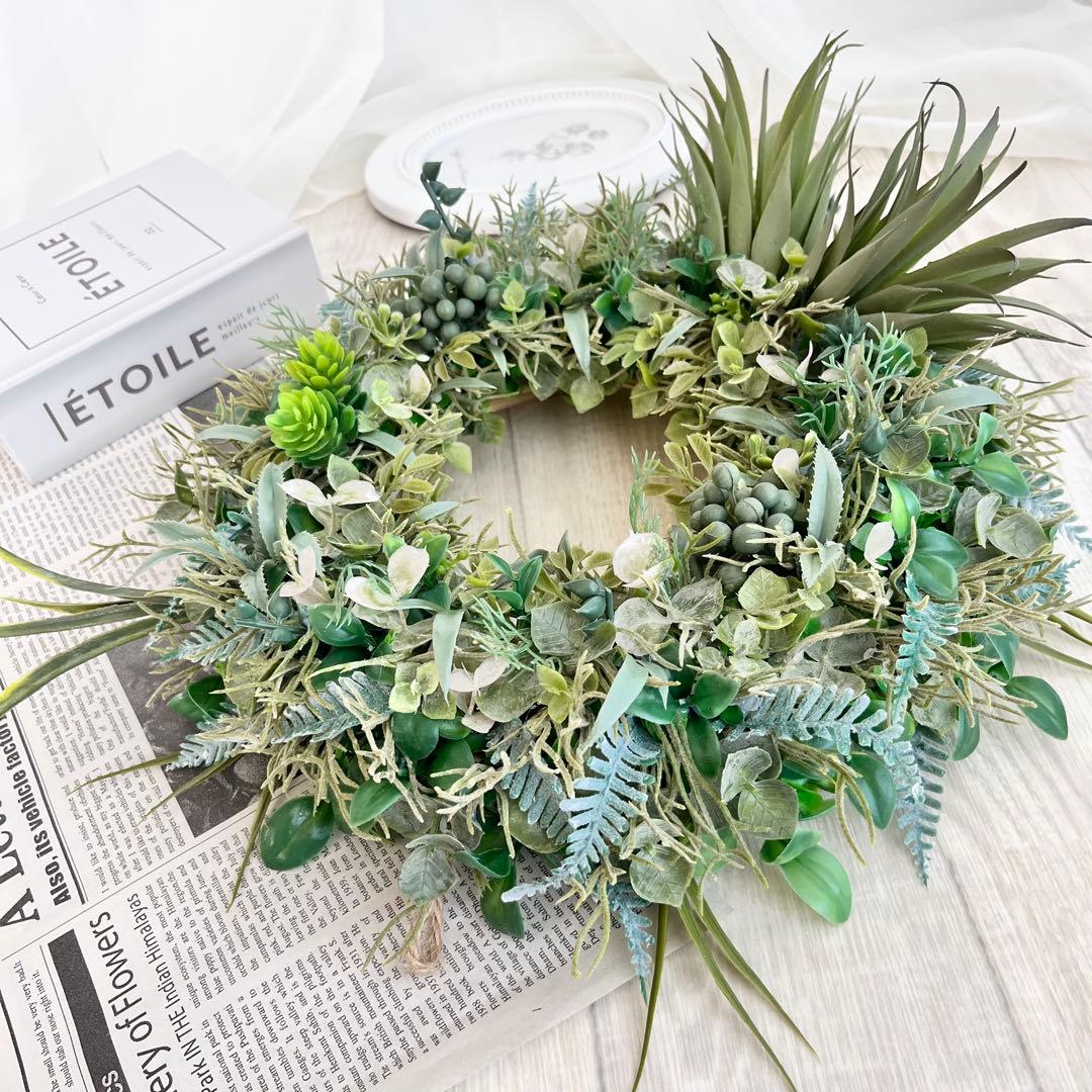 ボタニカルリース アジアン雑貨 ハワイアン インテリア 多肉植物 リース 304