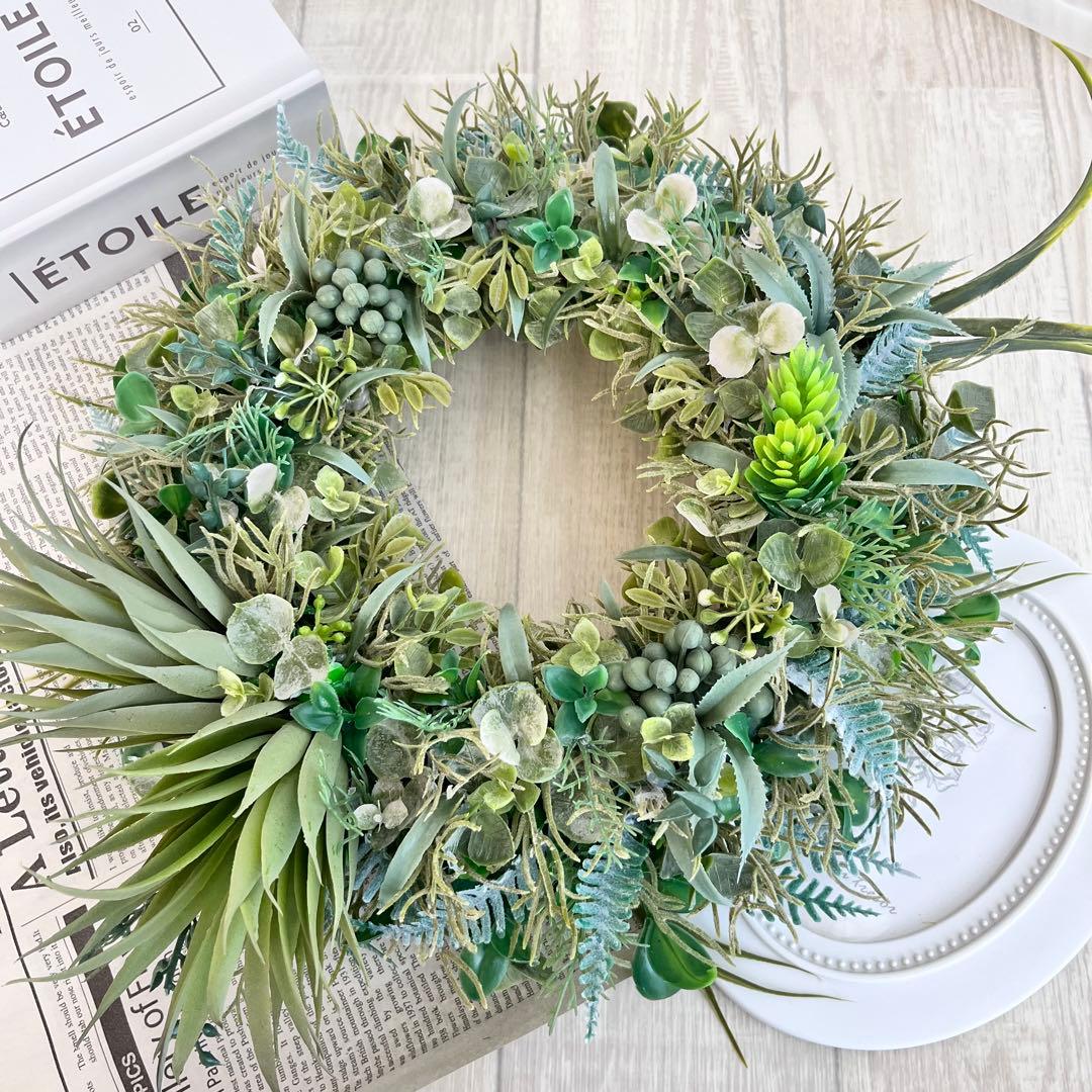 ボタニカルリース アジアン雑貨 ハワイアン インテリア 多肉植物 リース 304