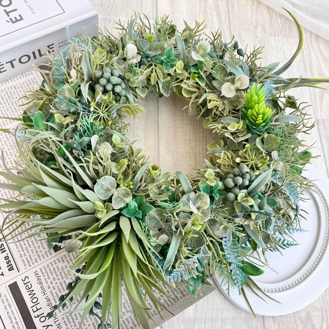 ボタニカルリース アジアン雑貨 ハワイアン インテリア 多肉植物 リース 304