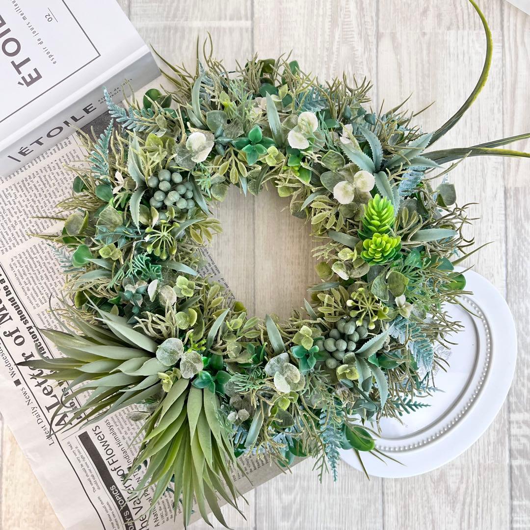 ボタニカルリース アジアン雑貨 ハワイアン インテリア 多肉植物 リース 304