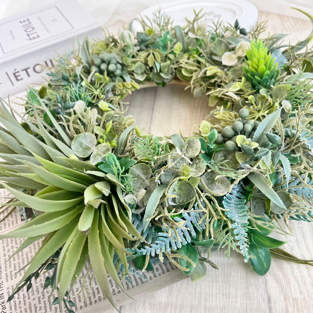 ボタニカルリース アジアン雑貨 ハワイアン インテリア 多肉植物 リース 304