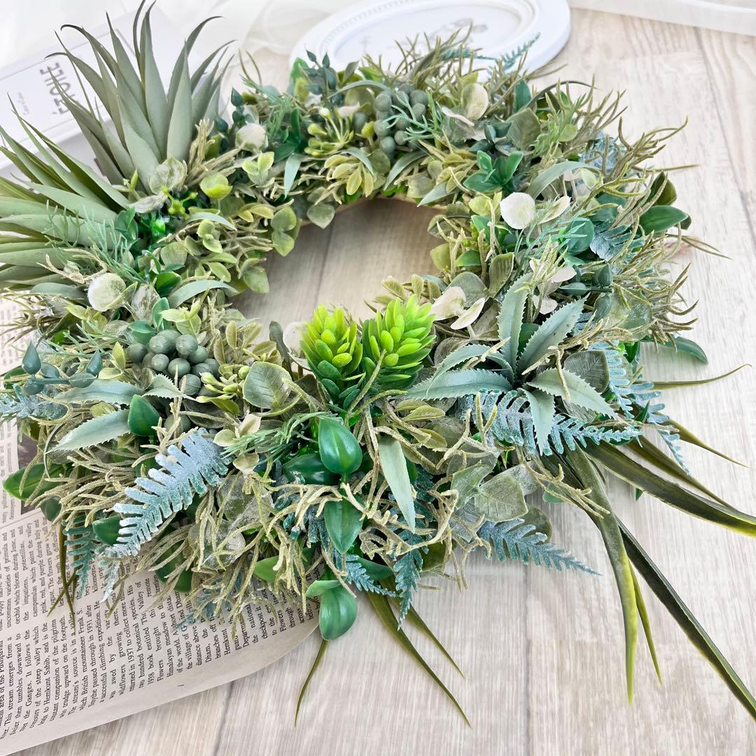 ボタニカルリース アジアン雑貨 ハワイアン インテリア 多肉植物 リース 304
