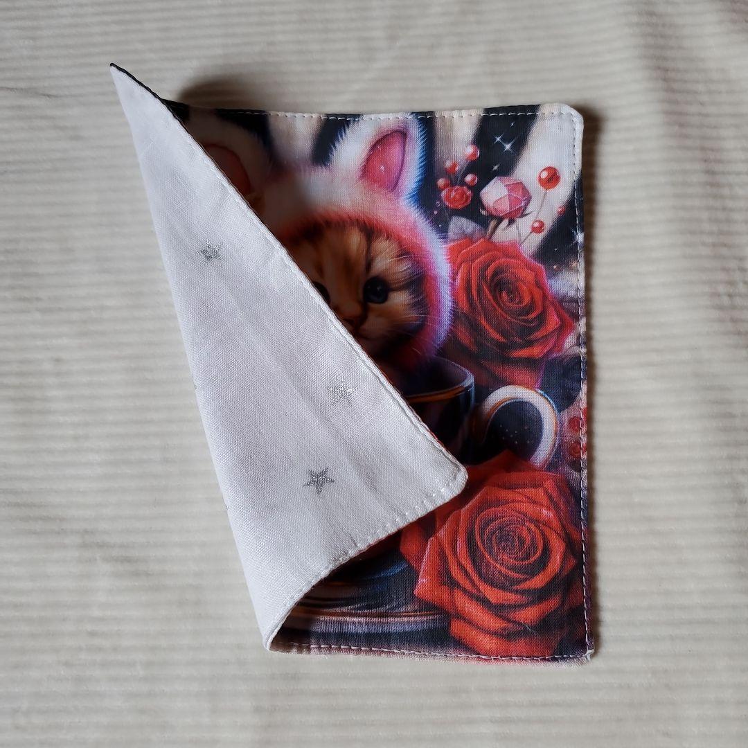 りんです。ティカップゼブラ猫ちゃんガーゼハンカチ