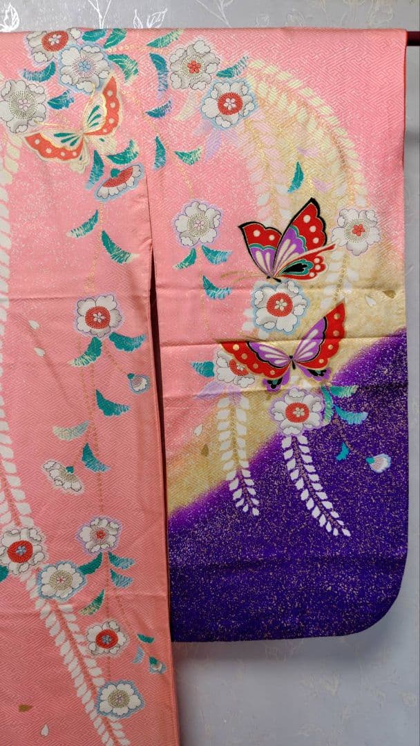 RK543洗える子供着物着丈133センチ裄丈56センチ美品非常に綺麗