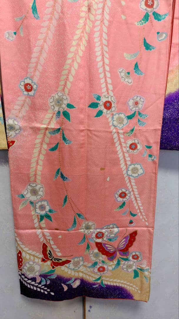 RK543洗える子供着物着丈133センチ裄丈56センチ美品非常に綺麗