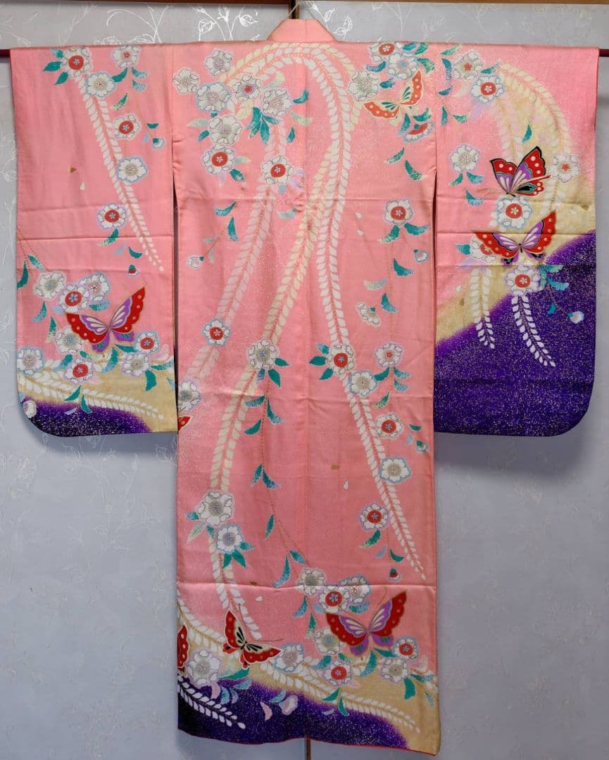 RK543洗える子供着物着丈133センチ裄丈56センチ美品非常に綺麗