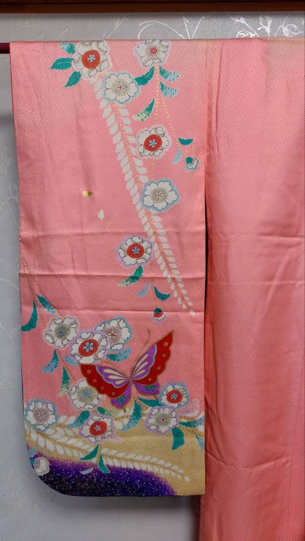 RK543洗える子供着物着丈133センチ裄丈56センチ美品非常に綺麗