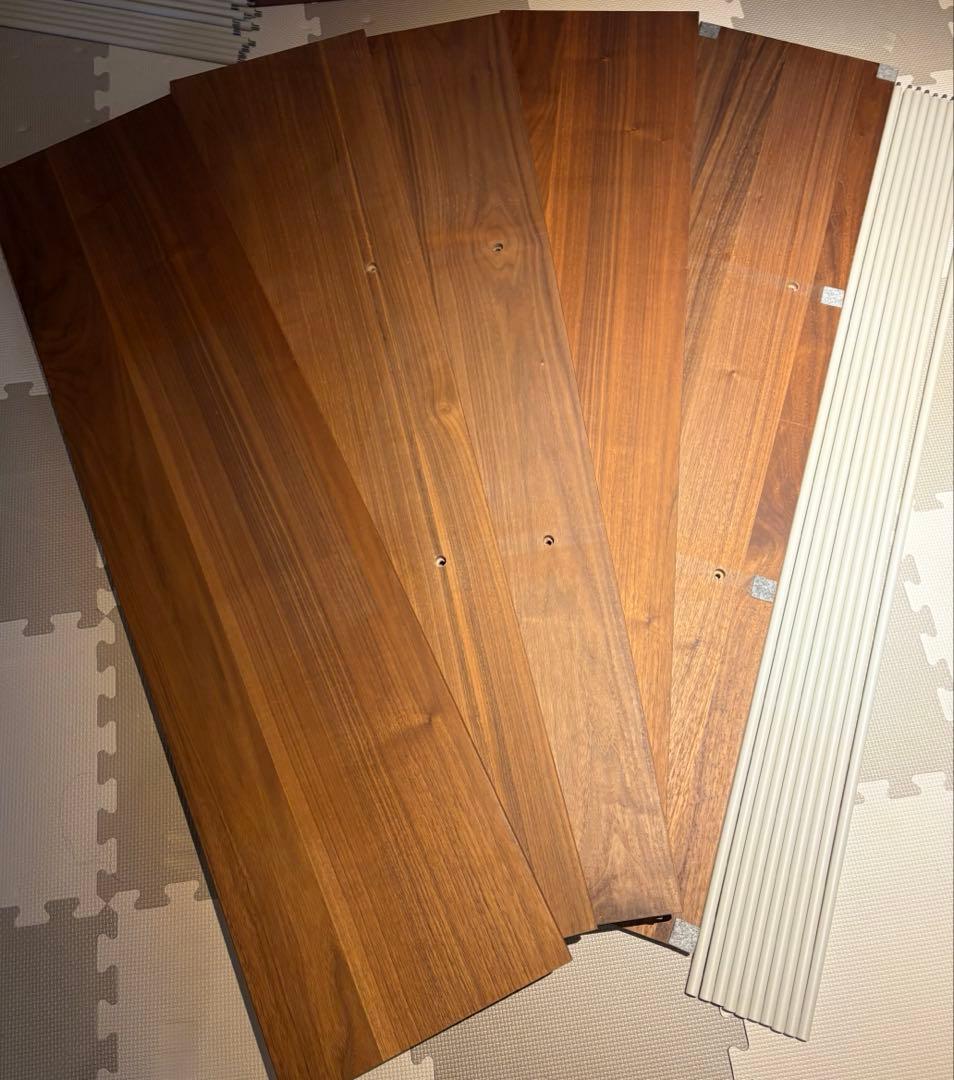 【無印良品スタッキングシェルフ】ウォールナット　天板②地板③仕切板⑥パイプ22本