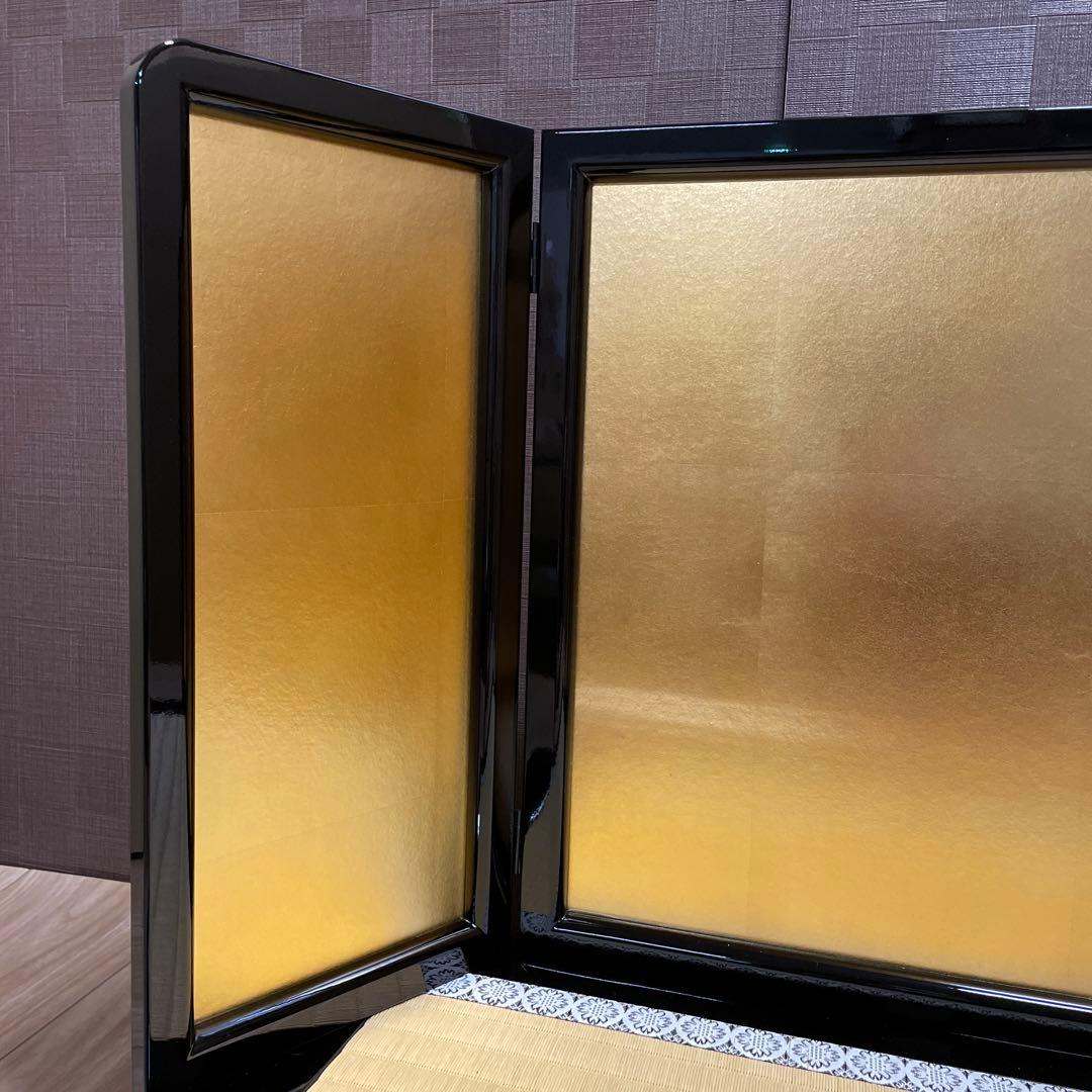 五月人形　端午の節句　黒塗流備畳台　屏風