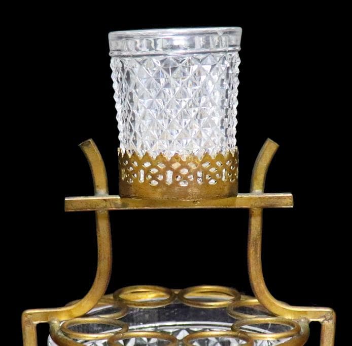 オールド・バカラ ディアマン・ビゾー ブロンズ装飾台座 グラス ２客セット