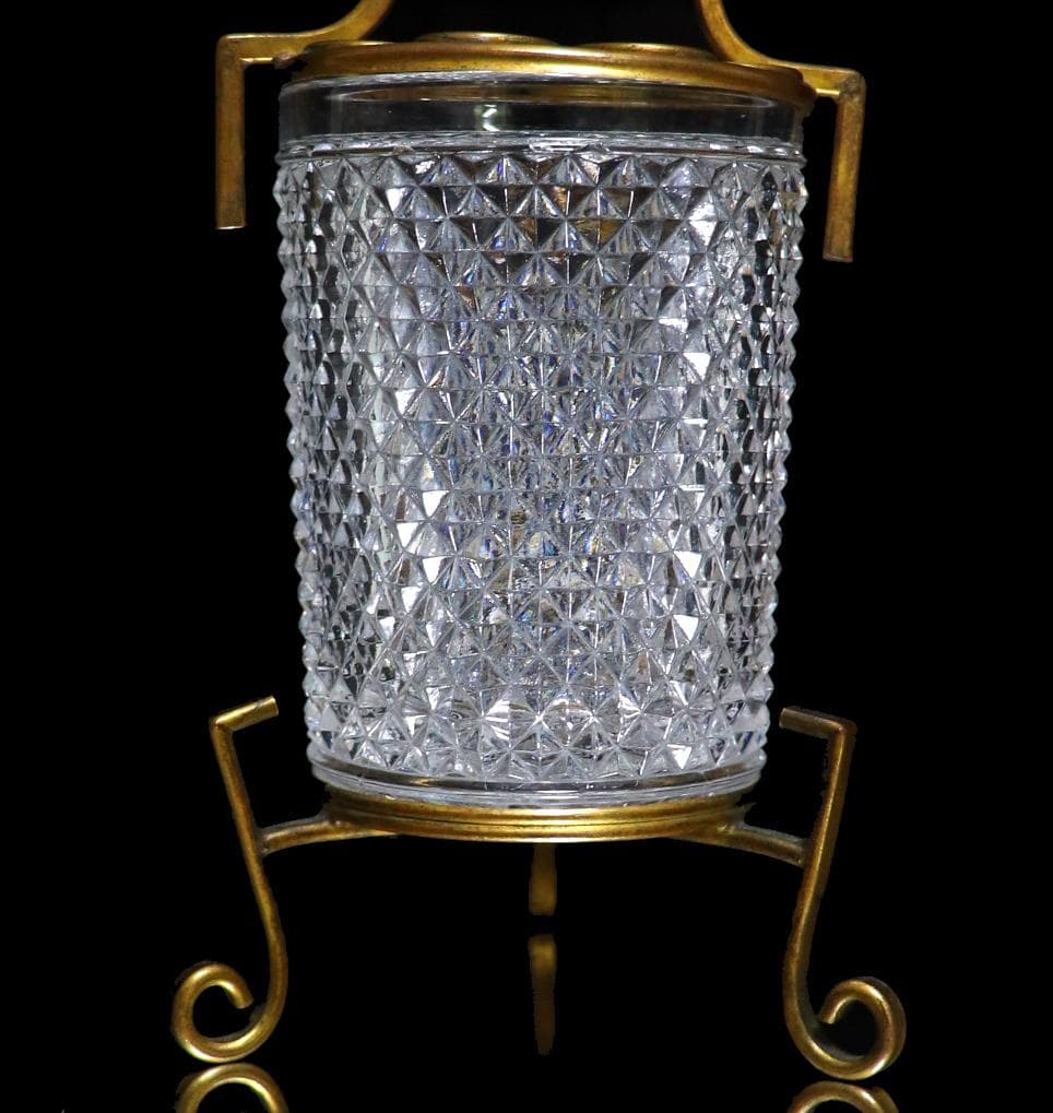 オールド・バカラ ディアマン・ビゾー ブロンズ装飾台座 グラス ２客セット