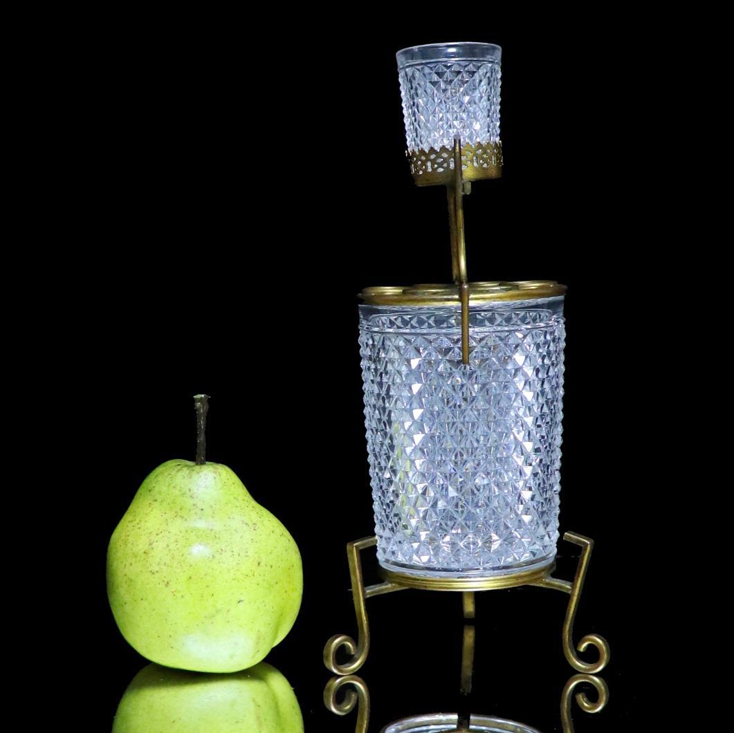 オールド・バカラ ディアマン・ビゾー ブロンズ装飾台座 グラス ２客セット