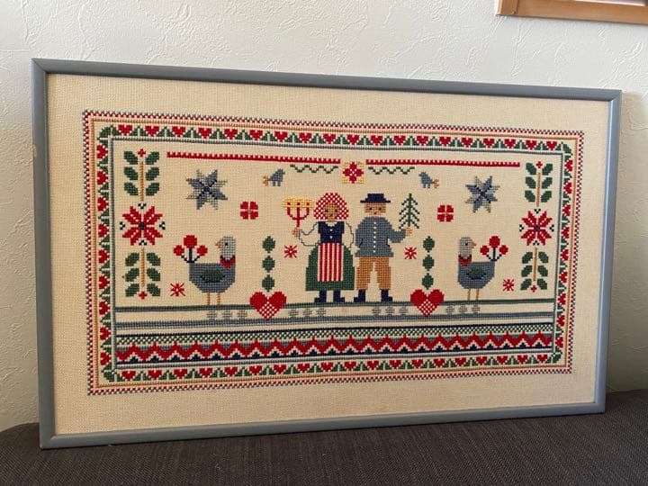 北欧　スウェーデン　クロスステッチ　フォークロア　刺繍　ハンドメイド　ビンテージ
