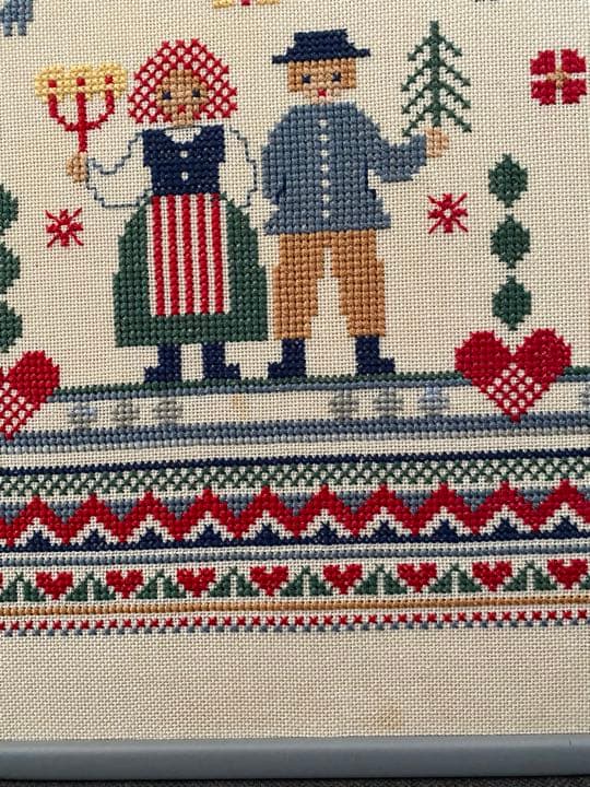 北欧　スウェーデン　クロスステッチ　フォークロア　刺繍　ハンドメイド　ビンテージ
