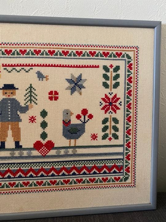 北欧　スウェーデン　クロスステッチ　フォークロア　刺繍　ハンドメイド　ビンテージ