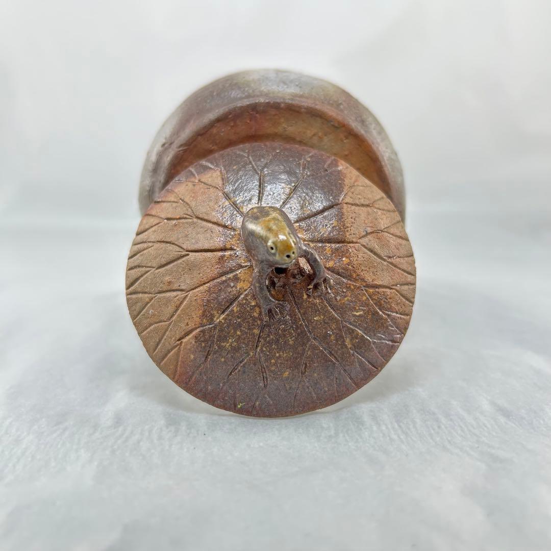 D佐藤苔助 備前焼宝瓶 蛙手捻り人気作者 急須 共箱 共布 茶注 煎茶 茶道具