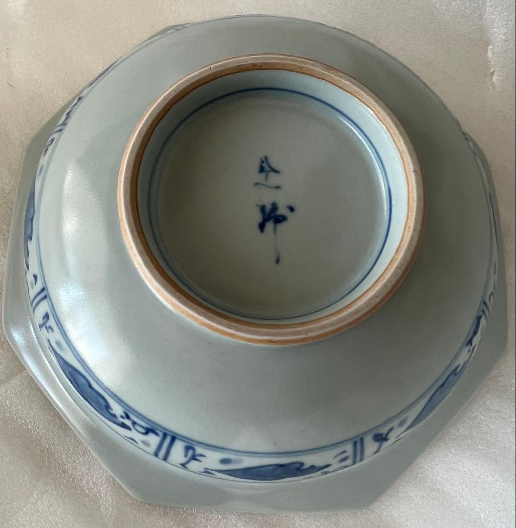 未使用: 八角形ボウル 谷鳳窯　宮崎祐輔作　葡萄とうさぎ