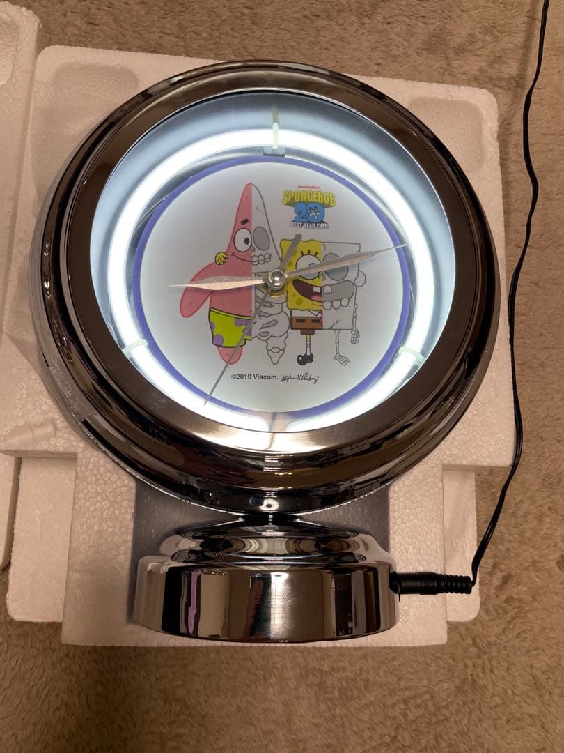 スポンジボブ ネオンクロック 時計　 置き時計 ガスランプ 未使用　クロック