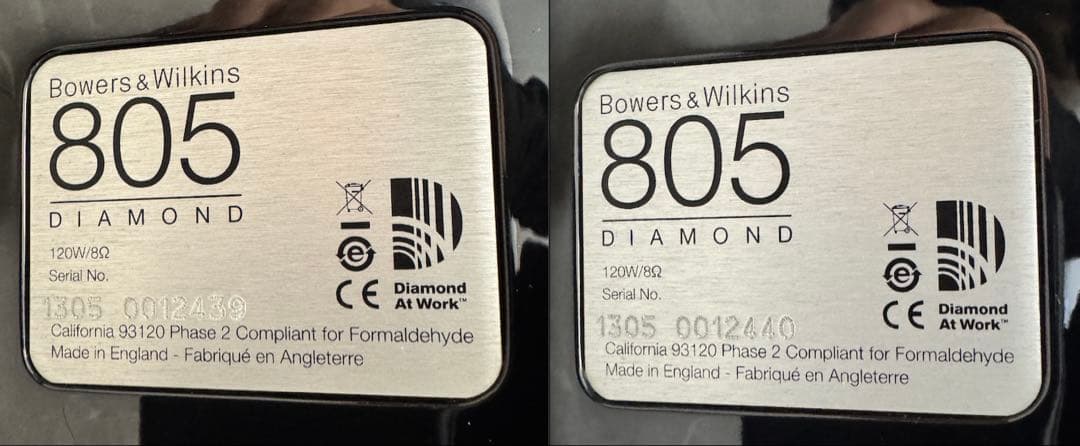 B&W 805 Diamond ブックシェルフ 2ウェイ スピーカー ペア