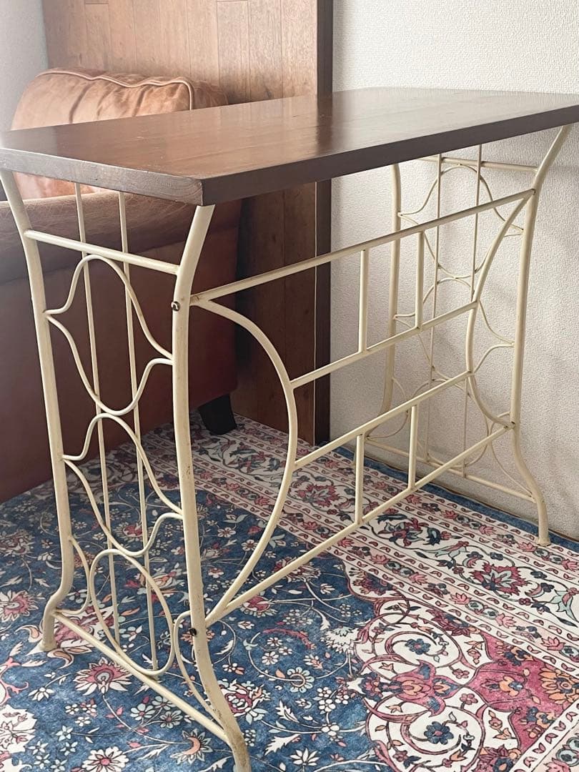 限定SALE★ミシン台＆チェア　木製　アイアン脚 アンティーク　シャビー