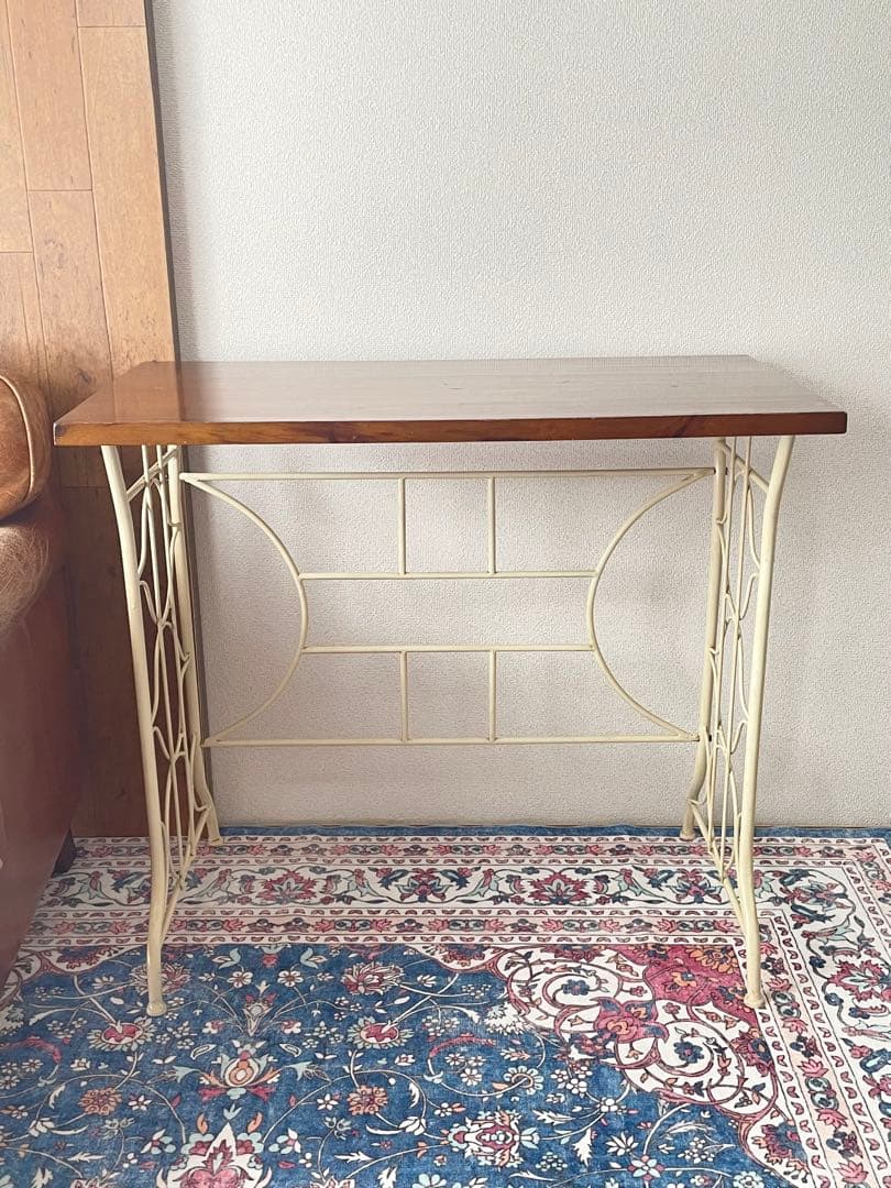 限定SALE★ミシン台＆チェア　木製　アイアン脚 アンティーク　シャビー