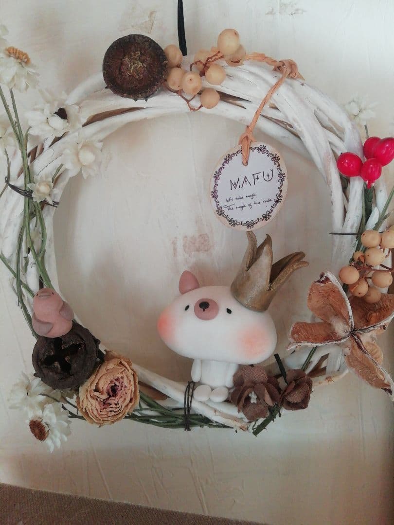 インテリア☆猫さんと鳥のリース♬