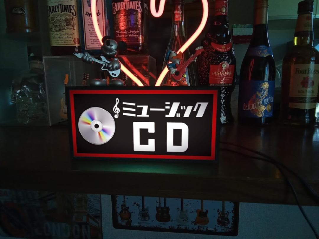 CD ミュージック レコード 昭和 レトロ 看板 置物 雑貨 LEDライトBOX