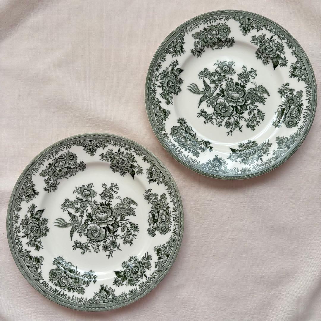 バーレイ　グリーンアジアティックフェザンツ　プレートS2枚セット売り