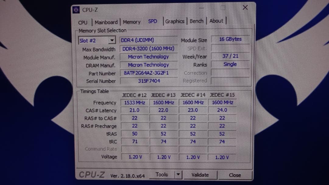 CFD(Crucial By Micron) DDR4-3200 16GB×2枚