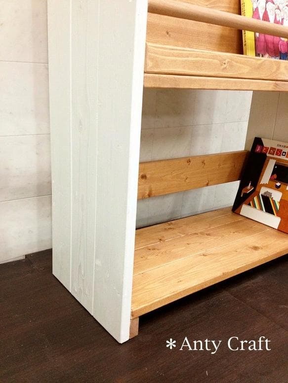 【サイズオーダー可】【引取可能】絵本棚（面出し3段+棚1段）幅64cm LO/W