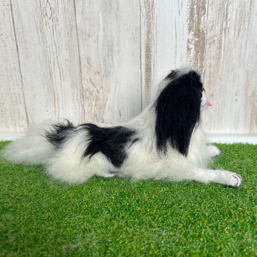 ★即購入可能です。羊毛フェルト【狆　伏せポーズ】犬　ハンドメイド