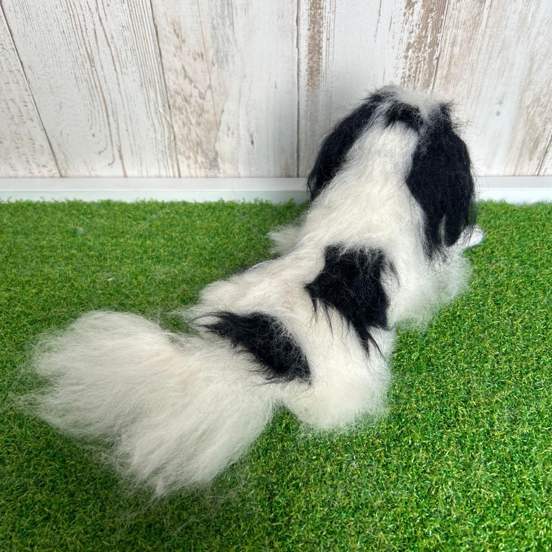 ★即購入可能です。羊毛フェルト【狆　伏せポーズ】犬　ハンドメイド