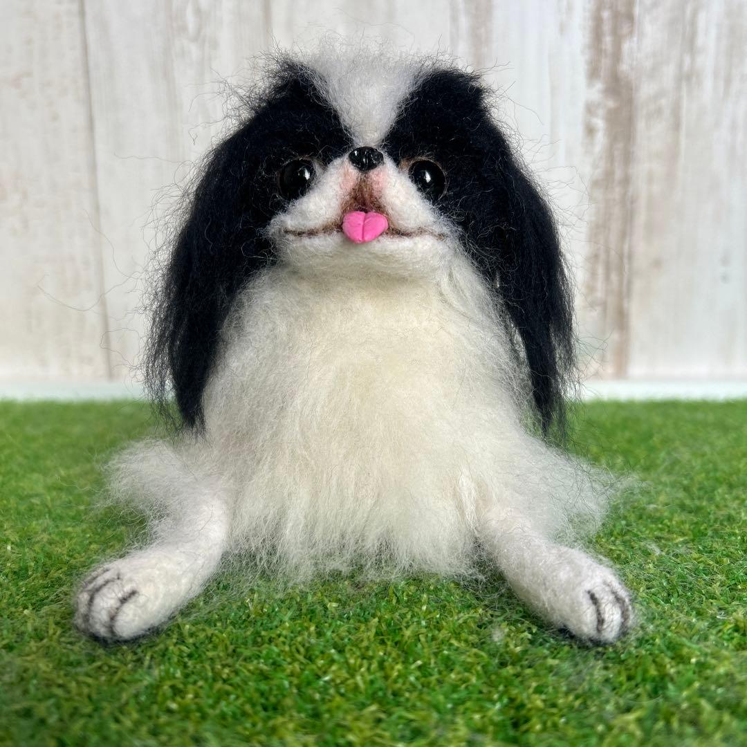 ★即購入可能です。羊毛フェルト【狆　伏せポーズ】犬　ハンドメイド