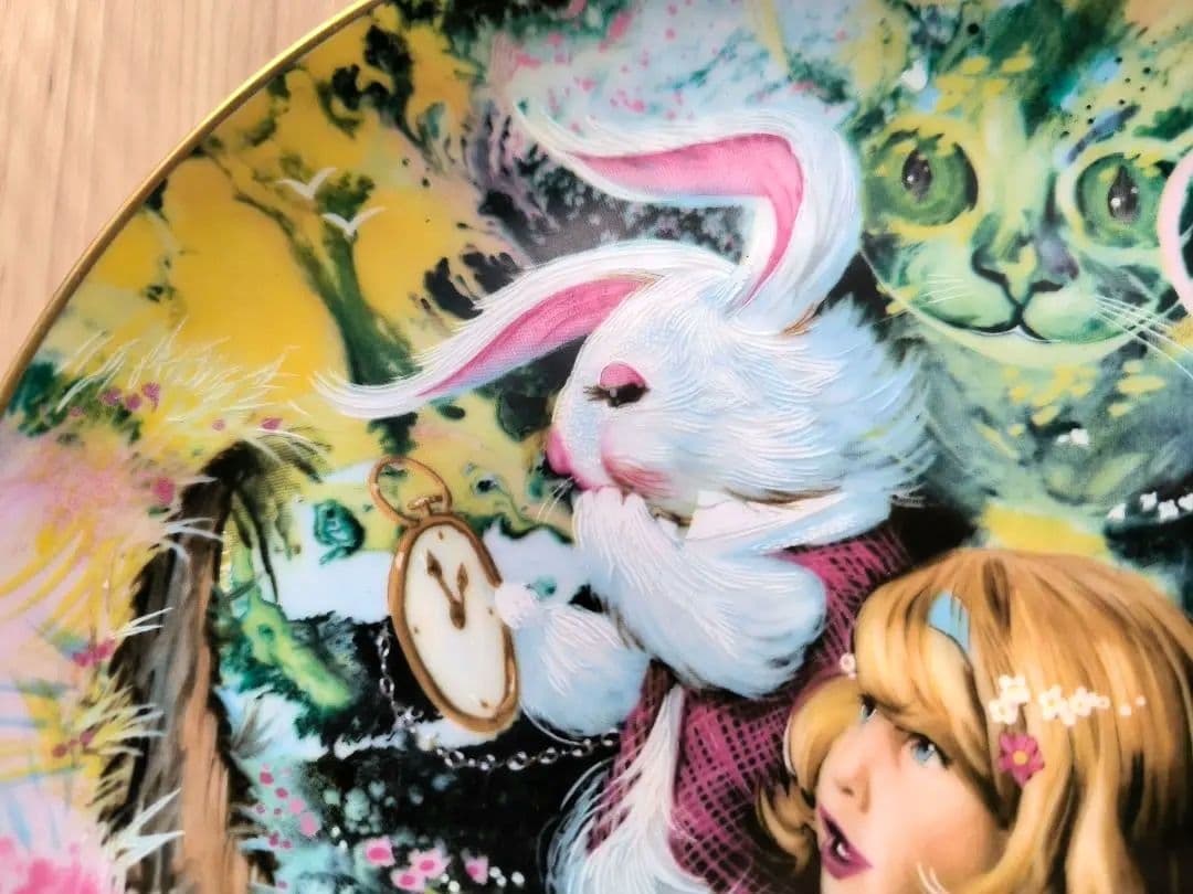 限定品 不思議の国のアリス 日本未発売 ウサギ 猫 陶器 絵皿 プレート飾り皿