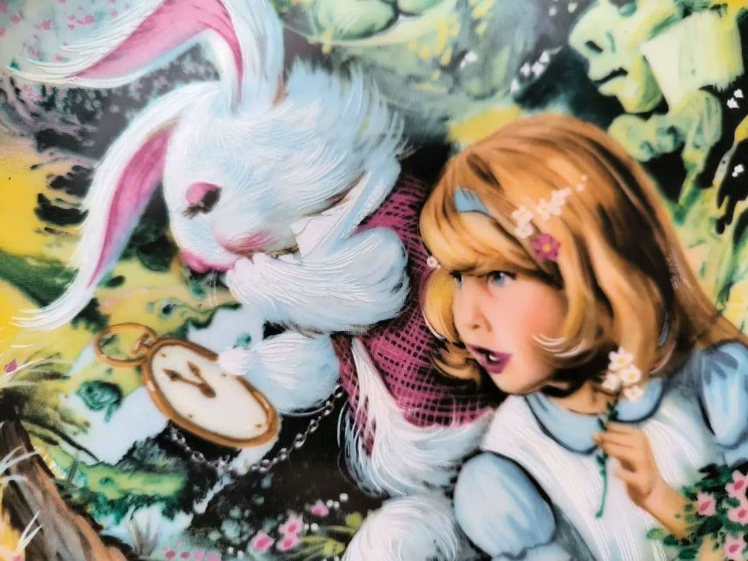 限定品 不思議の国のアリス 日本未発売 ウサギ 猫 陶器 絵皿 プレート飾り皿