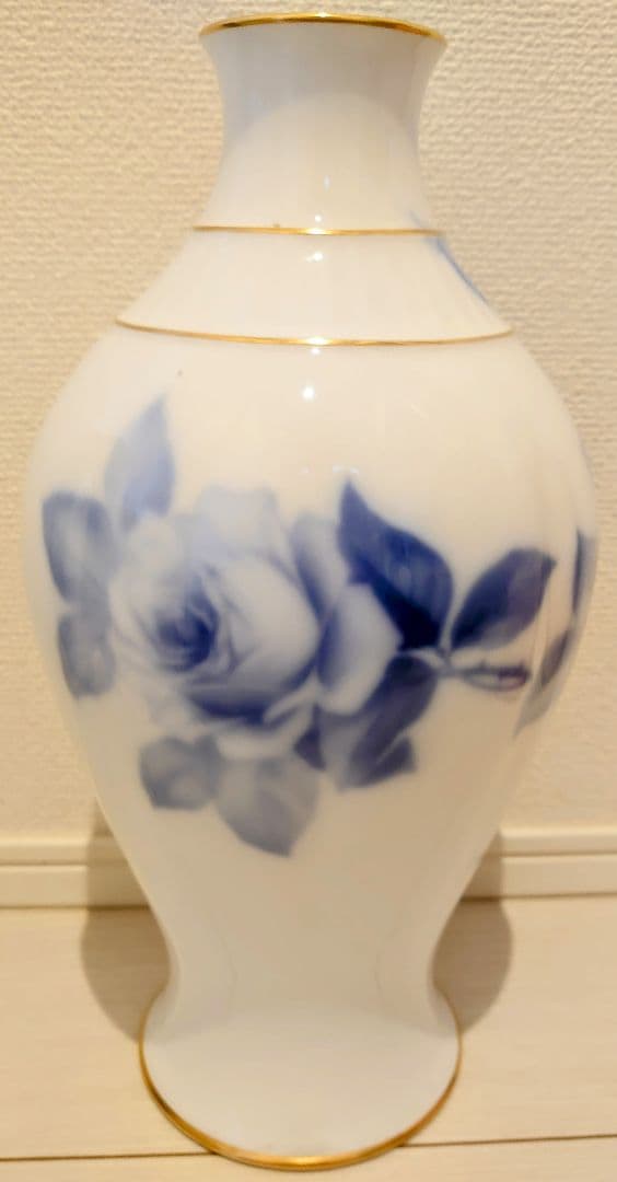 大倉陶園 ブルーローズ 薔薇 花瓶 36cm