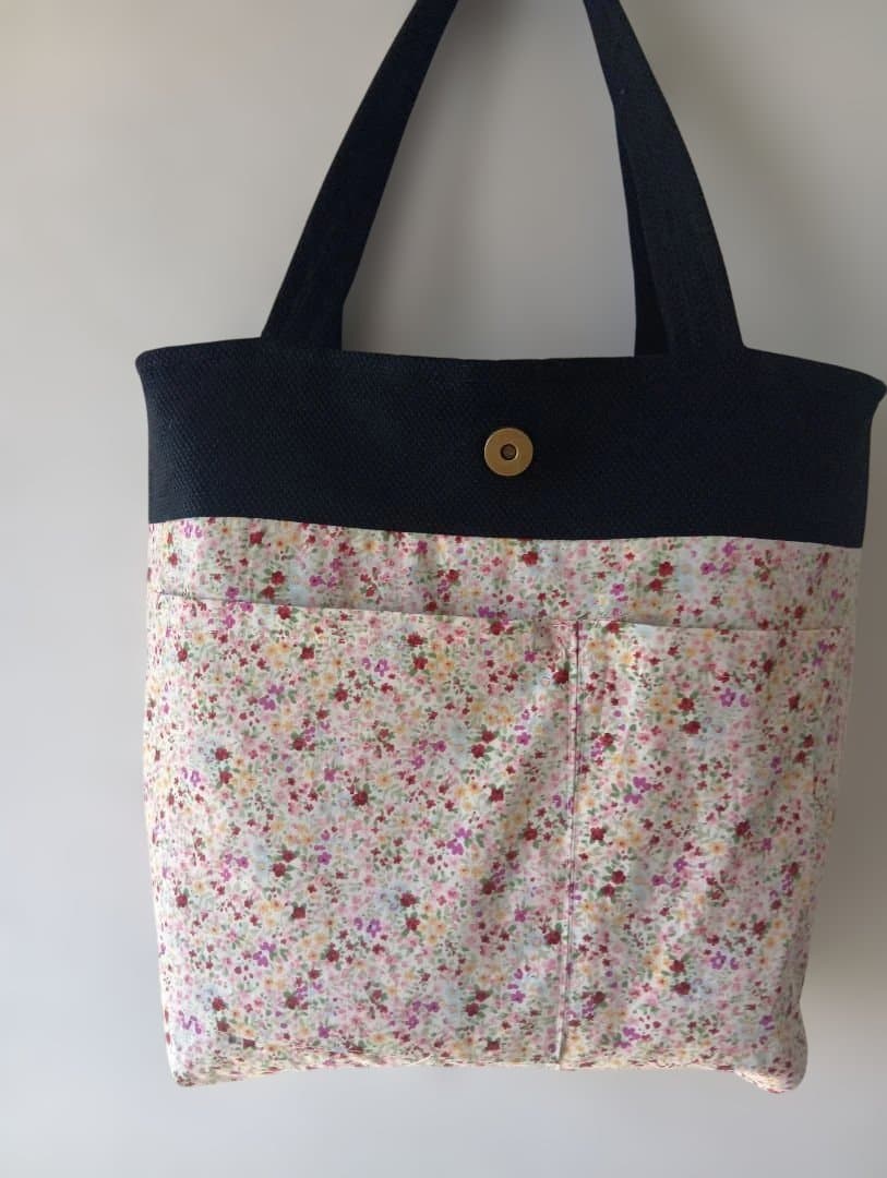 花柄アップリケ トートバッグ 大きめ
