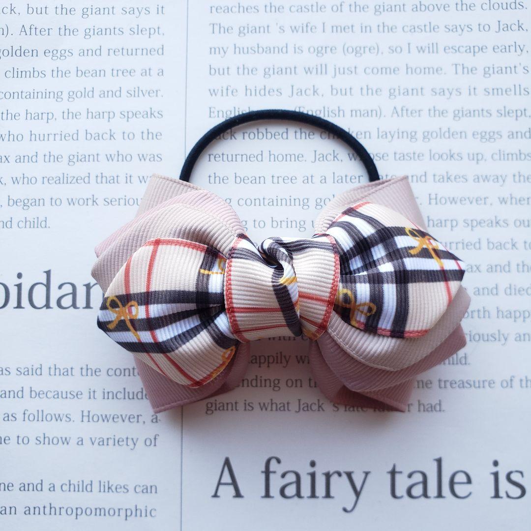 リボン　ヘアゴム♡ラブフィーユリボン♡ベージュ♡ハンドメイド