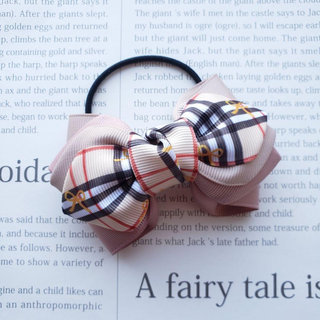 リボン　ヘアゴム♡ラブフィーユリボン♡ベージュ♡ハンドメイド