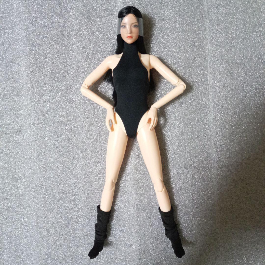 1/6 女性 セミシームレス素体 フィギュア ヘッド 黒レオタード セット